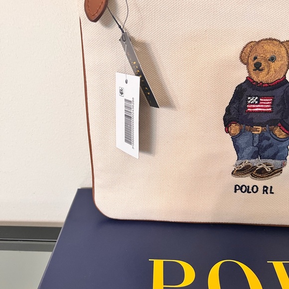 SOLD 🤷‍♀️😃Ralph Lauren Polo Bear Beige Pouch Toiletry Cosmetic Bag NWT - Picture 9 of 15